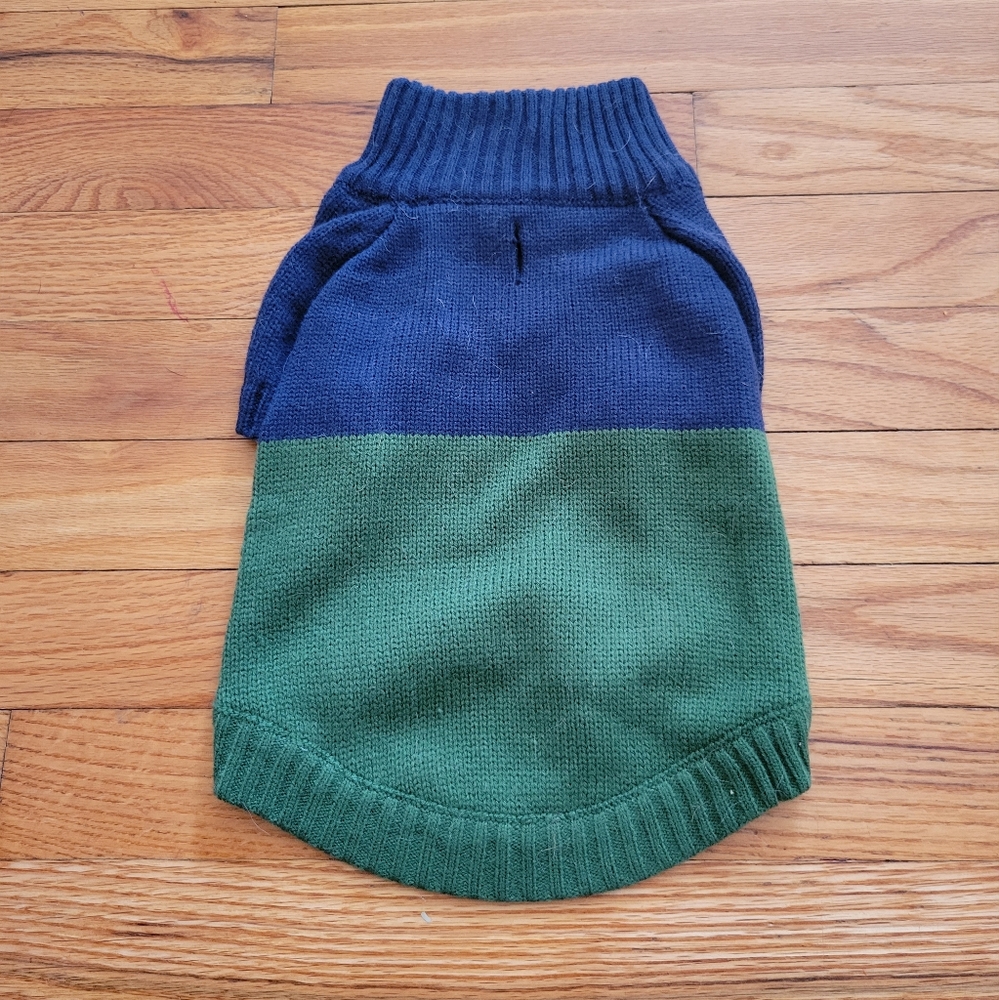Blueberry Pet Dog Sweater, navy and green, size medium